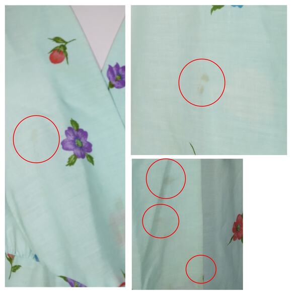 Vintage Its A Charm Long Robe Size Large Pastel Blue Floral Print - Picture 13 of 13